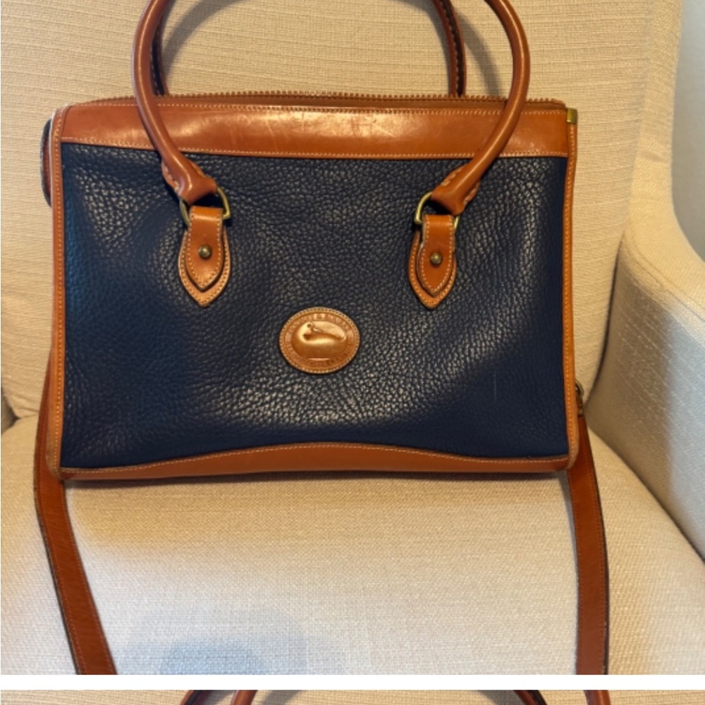 Dooney & Bourke Navy and Brown Shoulder Bag